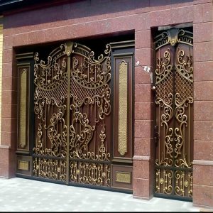 villa - door - wrought - iron - cr درب فرفورژه ورودی پارکینگ ساختمان