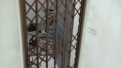 درب آکاردئونی آهنی در چالوس