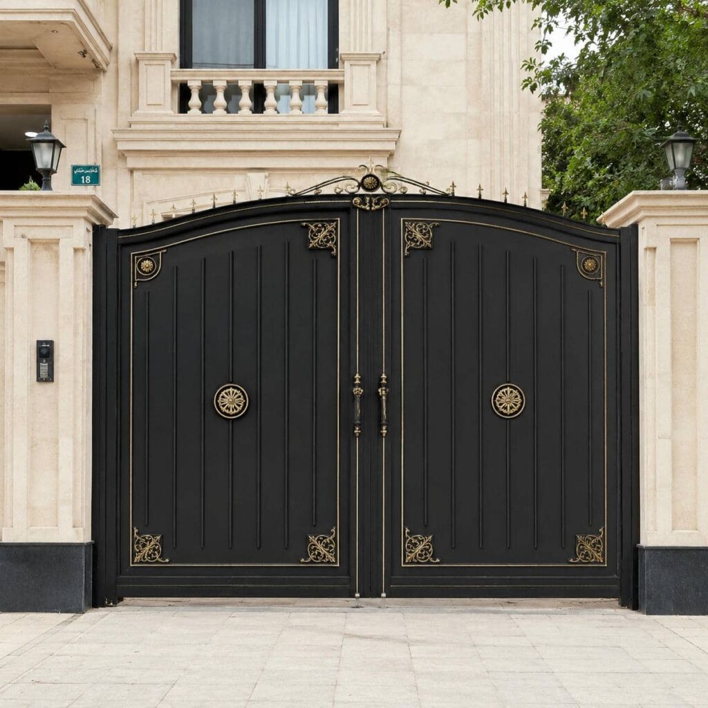 خدمات اندازه گیری درب حیاط مشکی طلایی