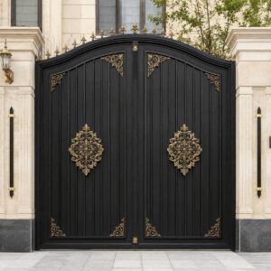 14 طرح درب ویلایی مشکی طلایی ورودی لوکس