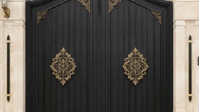 14 طرح درب ویلایی مشکی طلایی ورودی لوکس