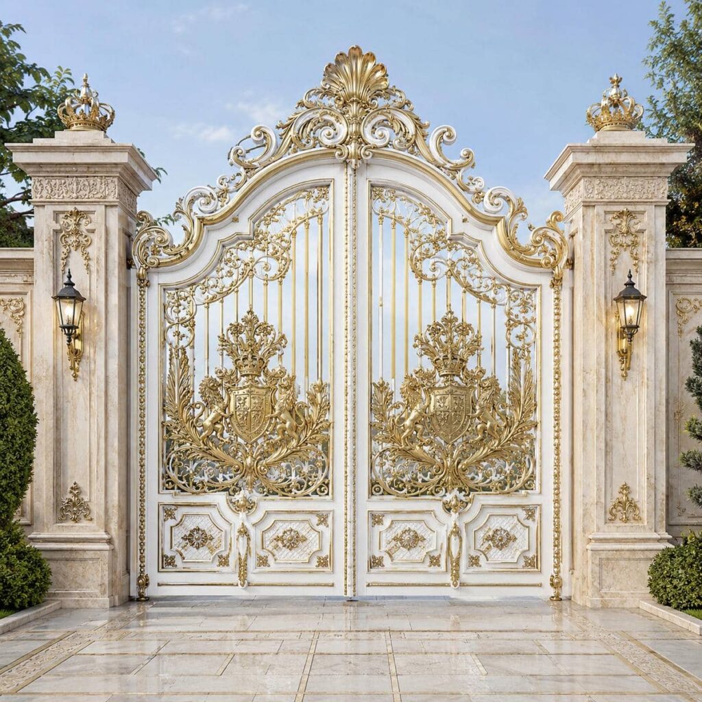 خرید درب حیاط سفید طلایی مینیمال