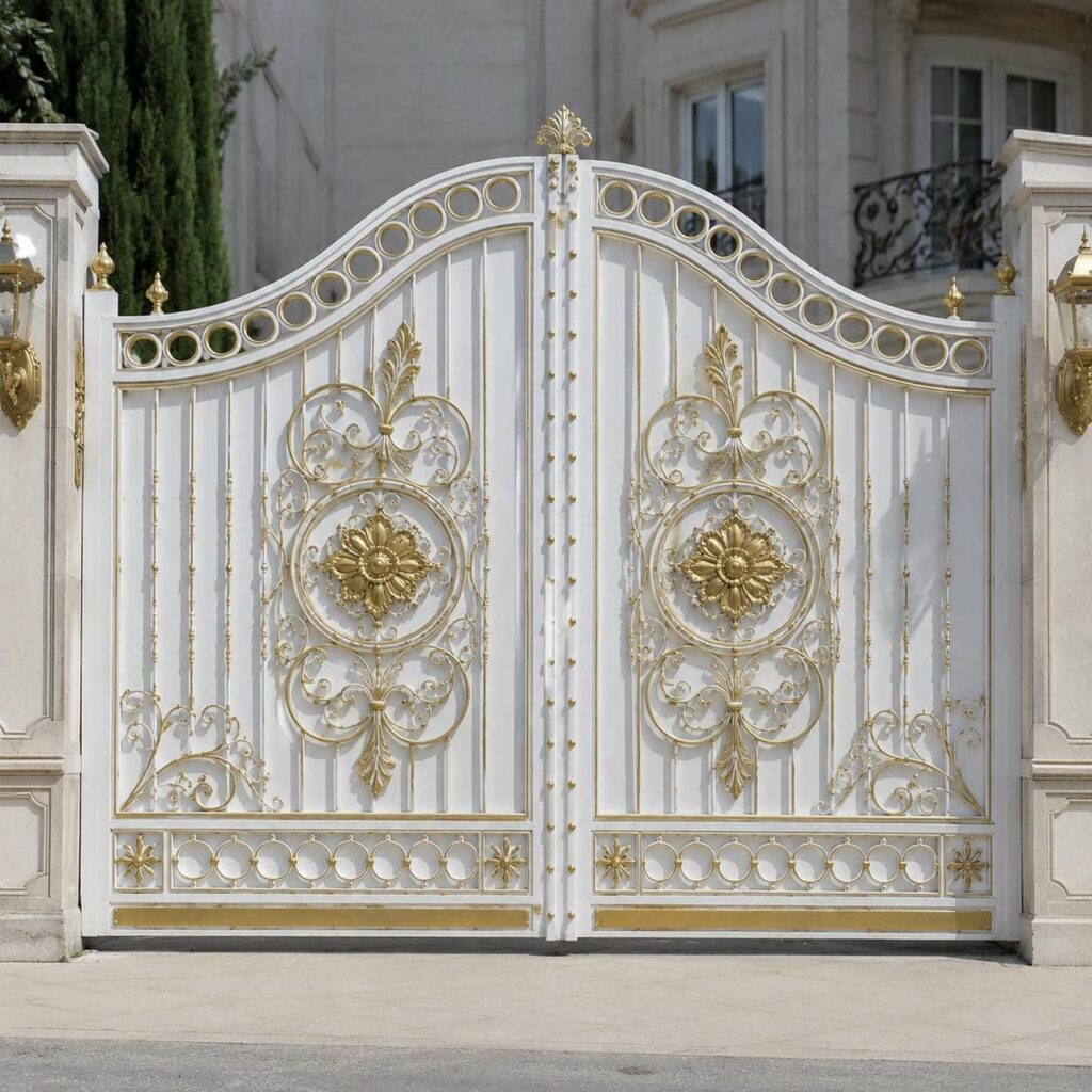 فروش درب ویلایی سفید طلایی دولنگه