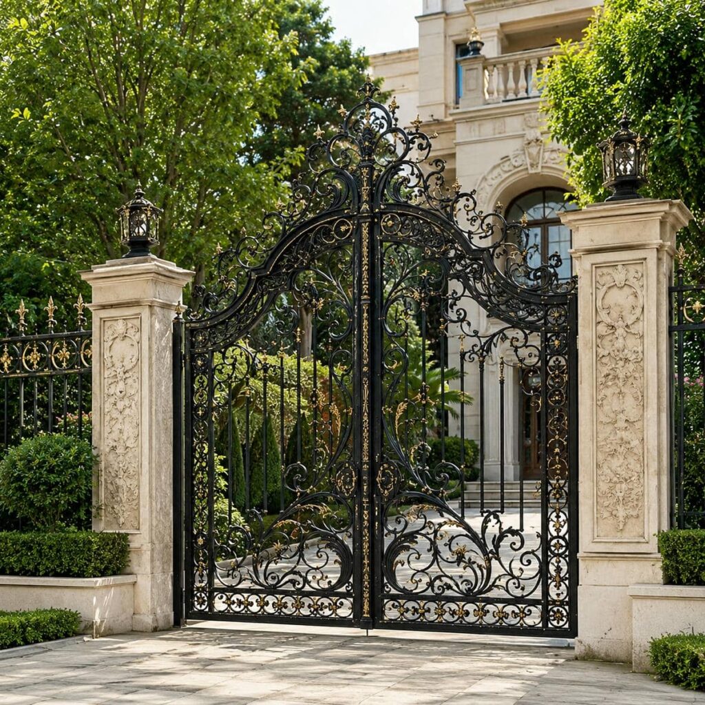نصب پنل هندسی درب حیاط با فریم مقاوم