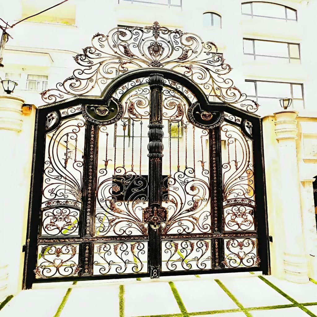 نصب درب حیاط برش لیزری هندسی دولنگه