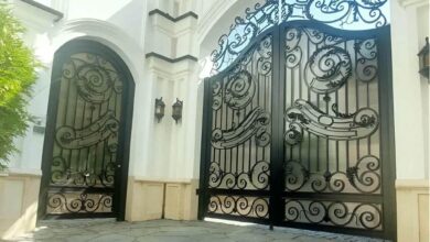 6 نمونه درب حیاط فرفورژه نمای رومی